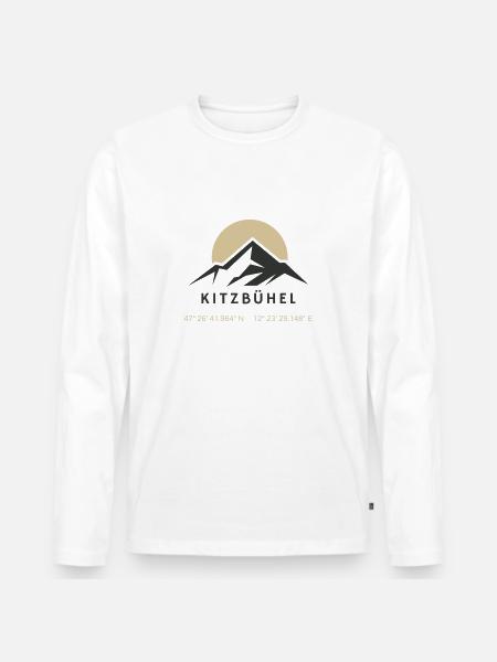 Minimalistisches Kitzbühel-Logo - Männer Premium Bio Langarmshirt - Weiß
