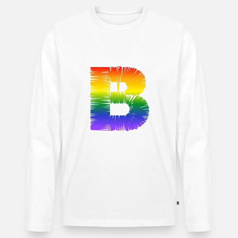 rainbow B - Männer Premium Bio Langarmshirt - Weiß