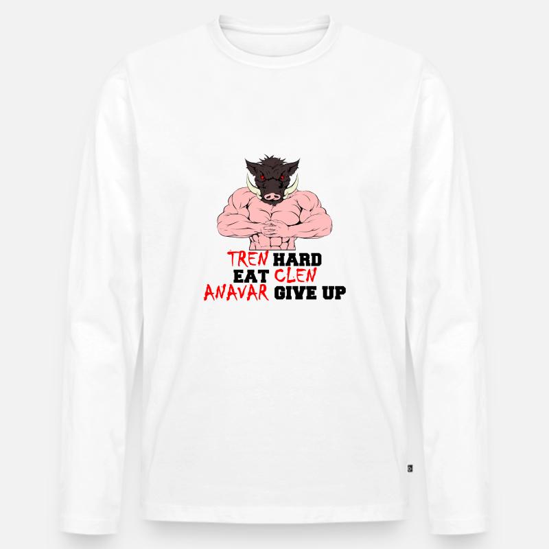 tren schwer - Männer Premium Bio Langarmshirt - Weiß