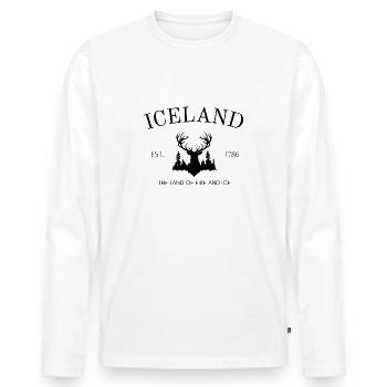 Reykjavik - Iceland - Nordatlantik - Geschenk - Männer Premium Bio Langarmshirt - Weiß - Vorne - Nico (187cm)
