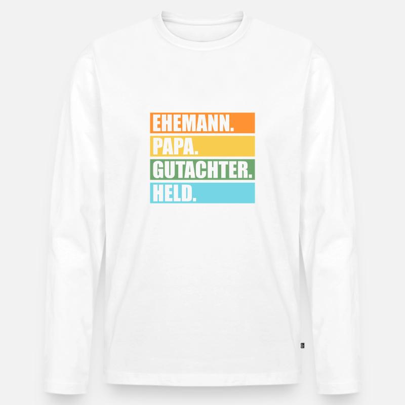 Vater Papa Gutachter - Männer Premium Bio Langarmshirt - Weiß