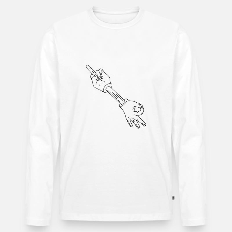 Mittelfinger Reingeschaut (Schwarz) ! - Männer Premium Bio Langarmshirt - Weiß