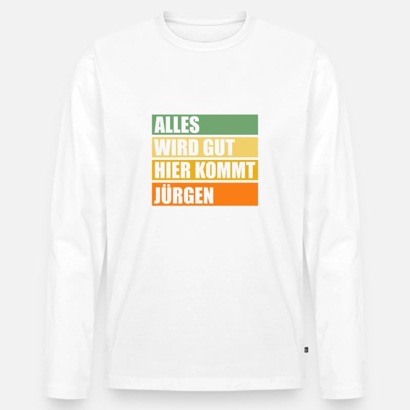 Jürgen - Männer Premium Bio Langarmshirt - Weiß