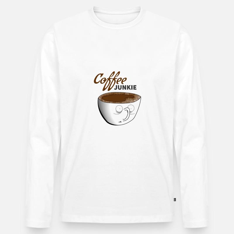 Kaffee Junkie - Männer Premium Bio Langarmshirt - Weiß
