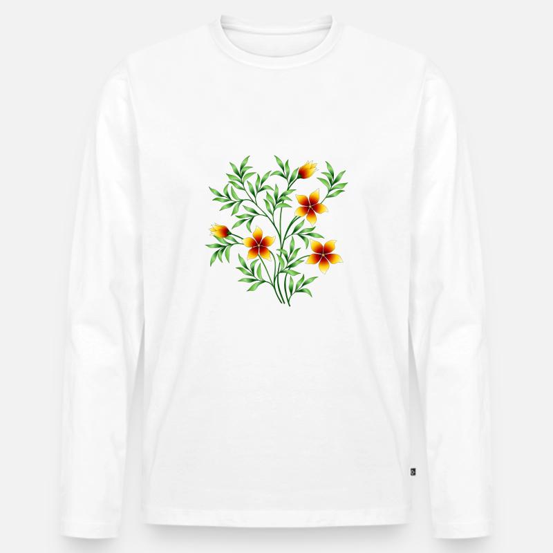 Blumen - Männer Premium Bio Langarmshirt - Weiß