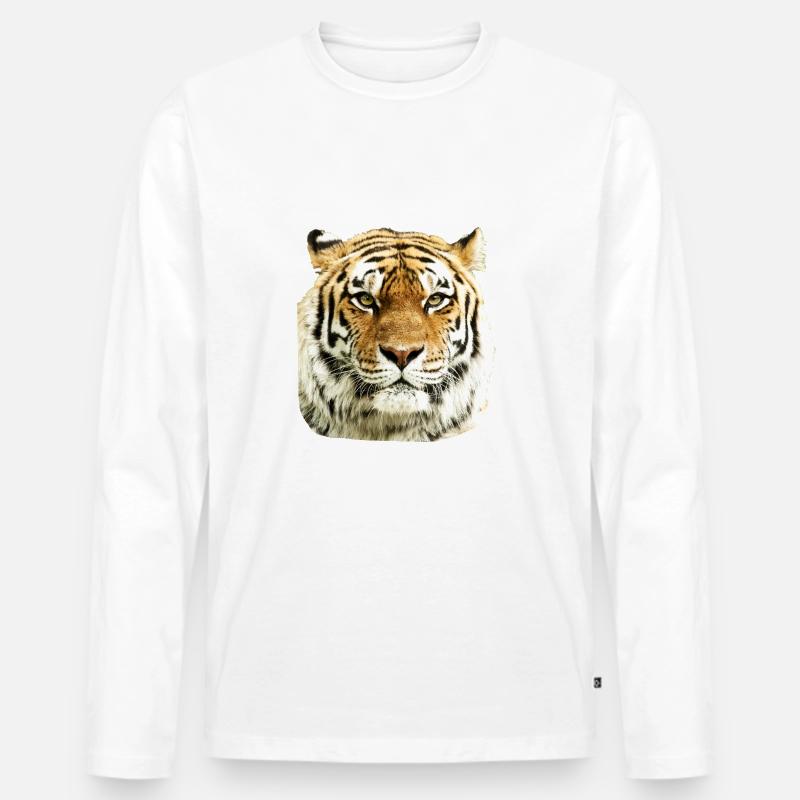 Tiger - Männer Premium Bio Langarmshirt - Weiß