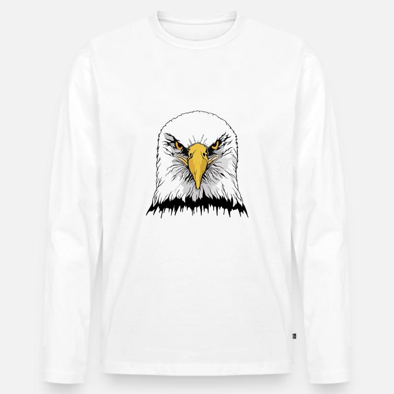Eagle head - Männer Premium Bio Langarmshirt - Weiß