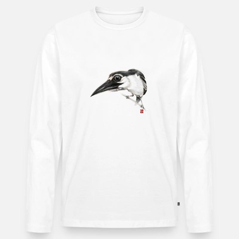 Flüchtiger Vogel # 01 - Männer Premium Bio Langarmshirt - Weiß