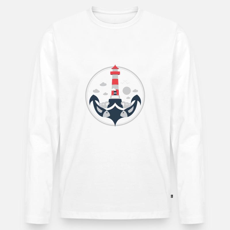 Maritime Illustration eines Ankers - Männer Premium Bio Langarmshirt - Weiß