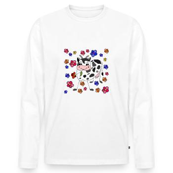 Kuh - Männer Premium Bio Langarmshirt - Weiß - Vorne - Nico (187cm)