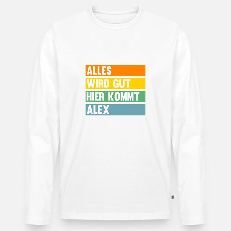 Alex - Männer Premium Bio Langarmshirt - Weiß