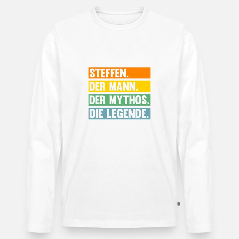 Steffen - Männer Premium Bio Langarmshirt - Weiß