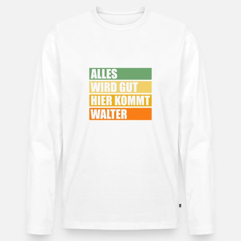 Walter - Männer Premium Bio Langarmshirt - Weiß