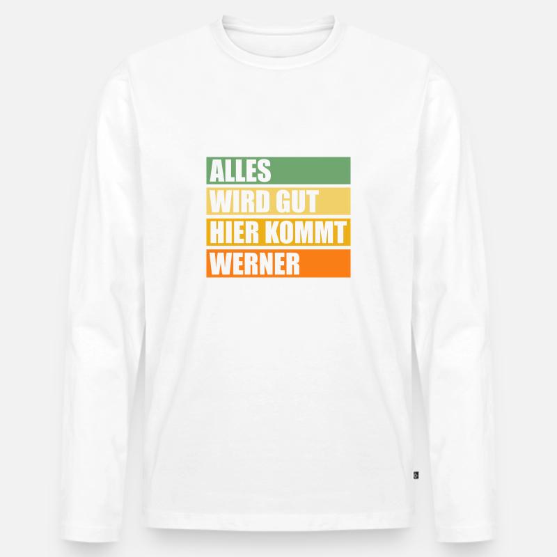 Werner - Männer Premium Bio Langarmshirt - Weiß