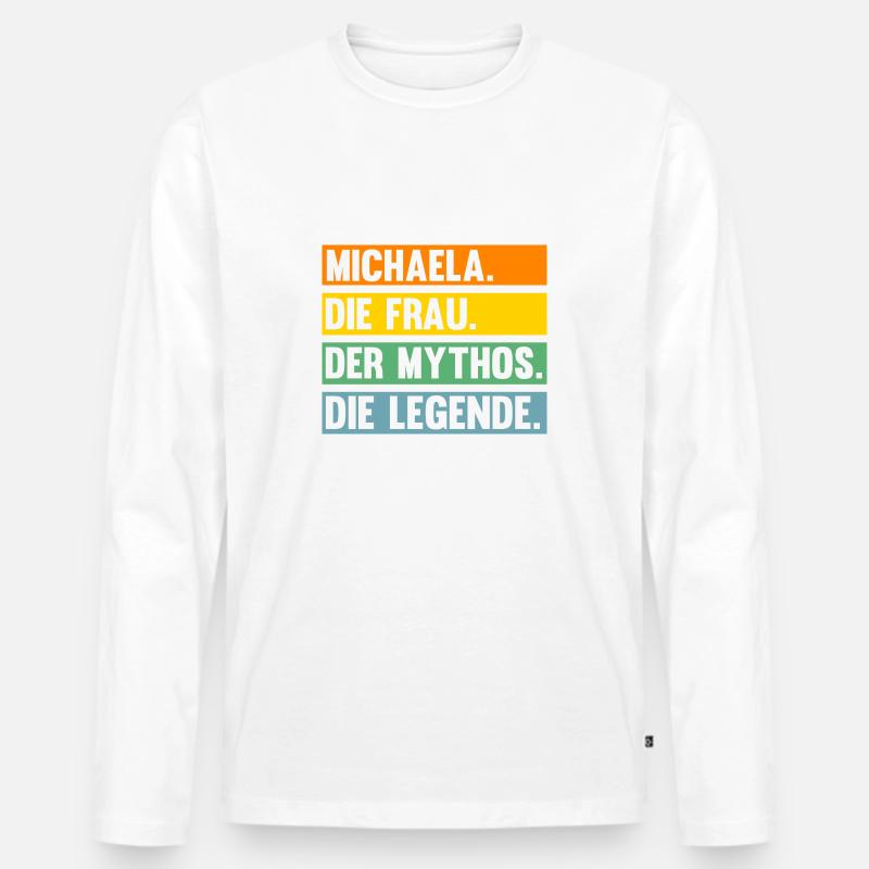 Michaela - Männer Premium Bio Langarmshirt - Weiß