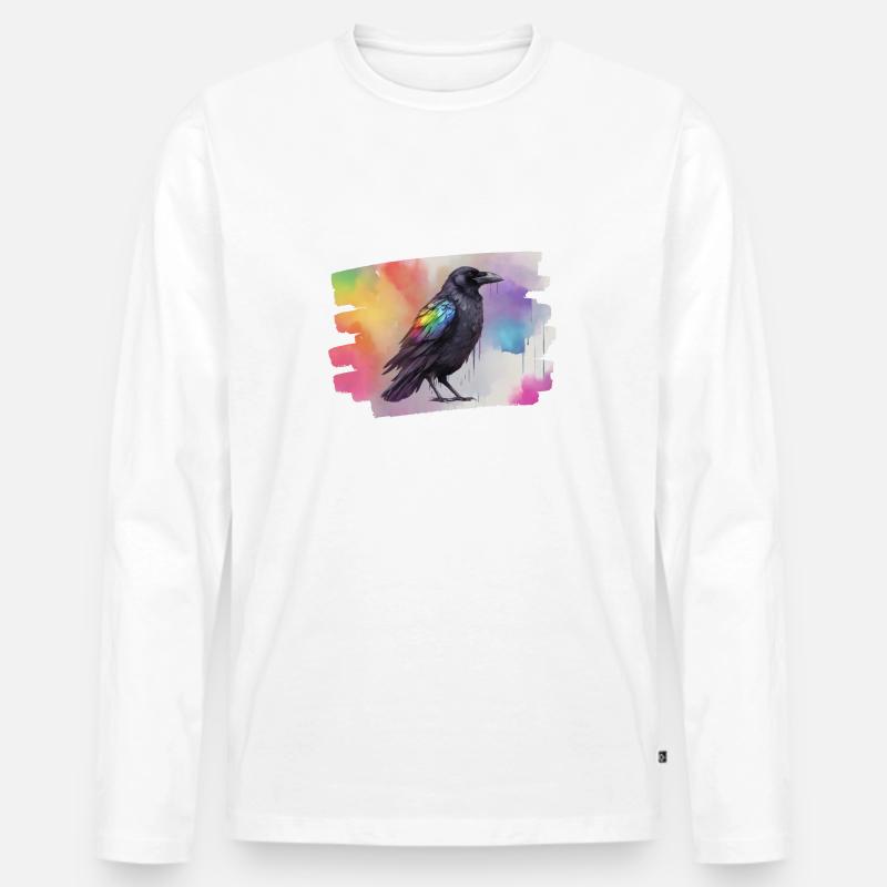 Bunter Rabe - Männer Premium Bio Langarmshirt - Weiß