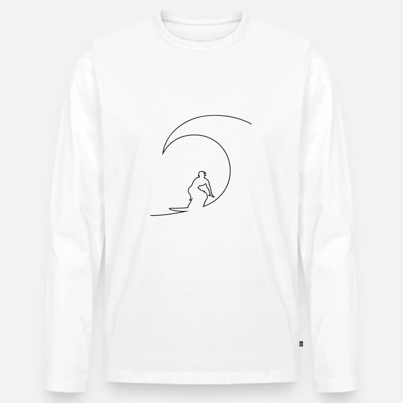 Wellenreiten - Männer Premium Bio Langarmshirt - Weiß