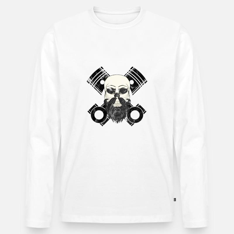 Totenkopf Tuner Tuning Auto Motorrad Geschenk - Männer Premium Bio Langarmshirt - Weiß