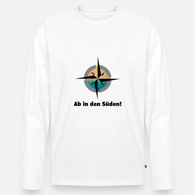 Kompass - Ab in den Süden! Urlaub - Männer Premium Bio Langarmshirt - Weiß