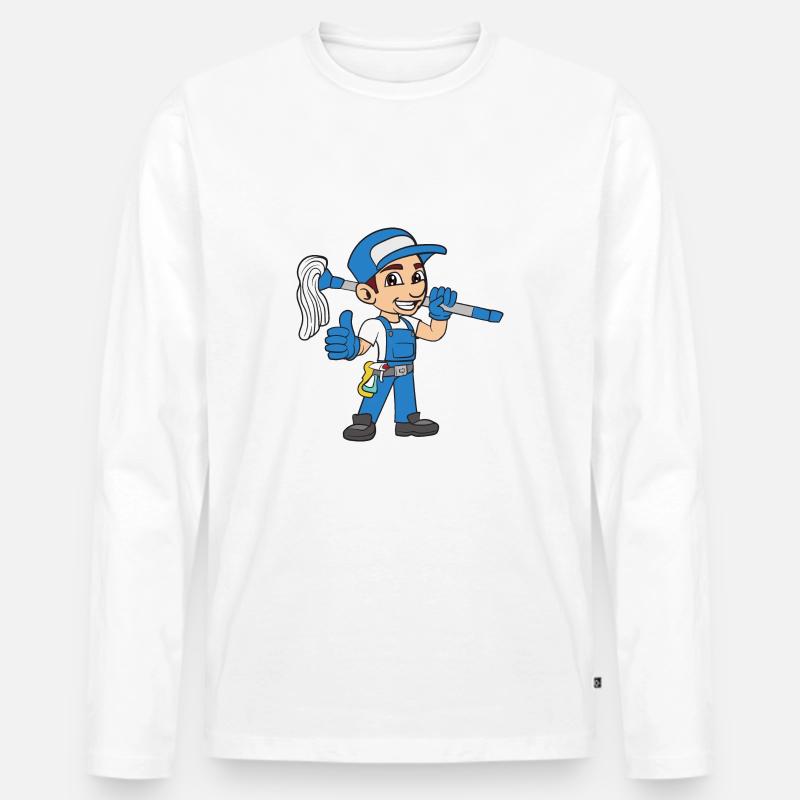Gebäudereiniger Fensterputzer - Männer Premium Bio Langarmshirt - Weiß