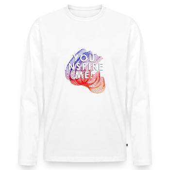 you inspire me - Men's Premium Organic Long Sleeve Shirt - white - Front - Nico (187cm)