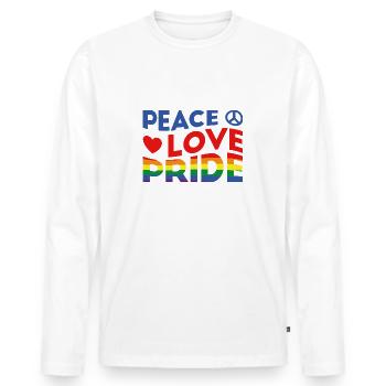 Paix, amour et fierté - T-shirt manches longues Premium bio Homme - blanc - Devant - Nico (187cm)