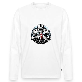 Ballon de football américain Touchdown - raffstaff ® - T-shirt manches longues Premium bio Homme - blanc - Devant - Nico (187cm)