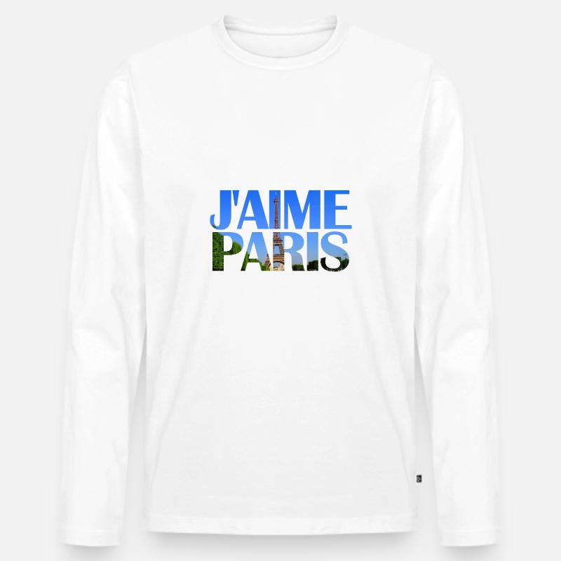 J'aime Paris - Männer Premium Bio Langarmshirt - Weiß
