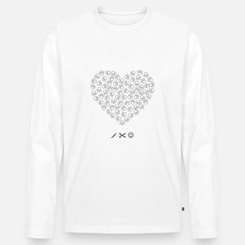 Herz mit Hunde Pfote - Männer Premium Bio Langarmshirt - Weiß