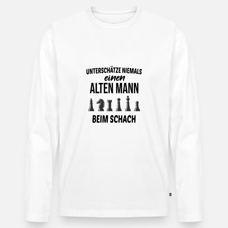Schach Rentner Opa Geschenkidee - Männer Premium Bio Langarmshirt - Weiß