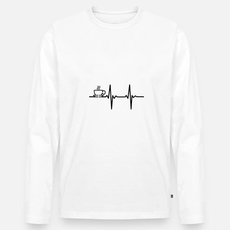 Herzschlag Kaffee Herzfrequenz - Männer Premium Bio Langarmshirt - Weiß