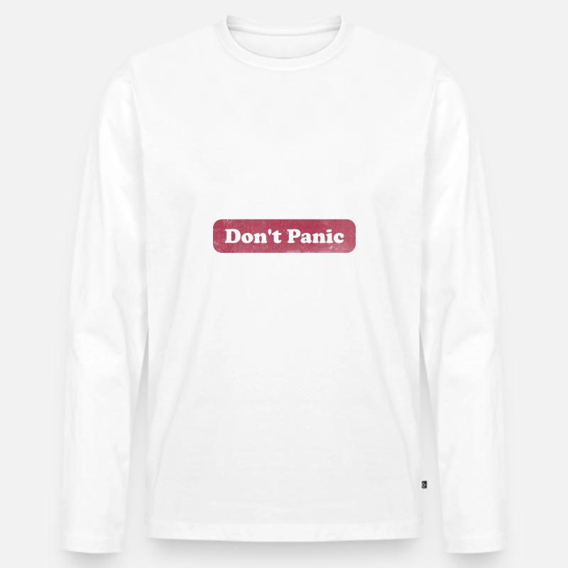 Don't Panic - Hitchhiker - Männer Premium Bio Langarmshirt - Weiß