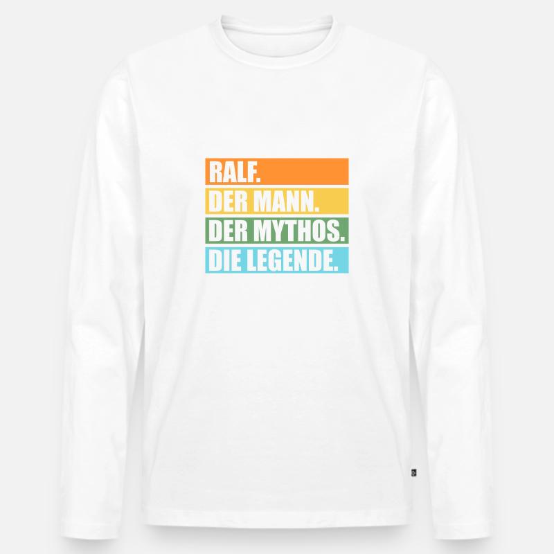 Ralf - Männer Premium Bio Langarmshirt - Weiß