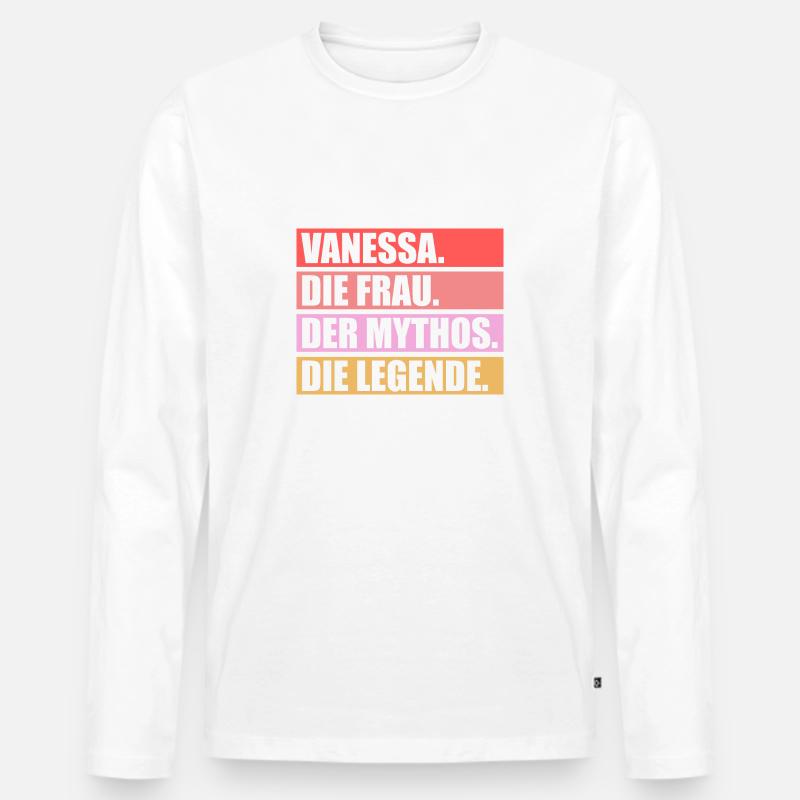 Vanessa - Männer Premium Bio Langarmshirt - Weiß