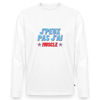 J peux pas j ai Muscu - T-shirt manches longues Premium bio Homme - blanc - Devant - Nico (187cm)