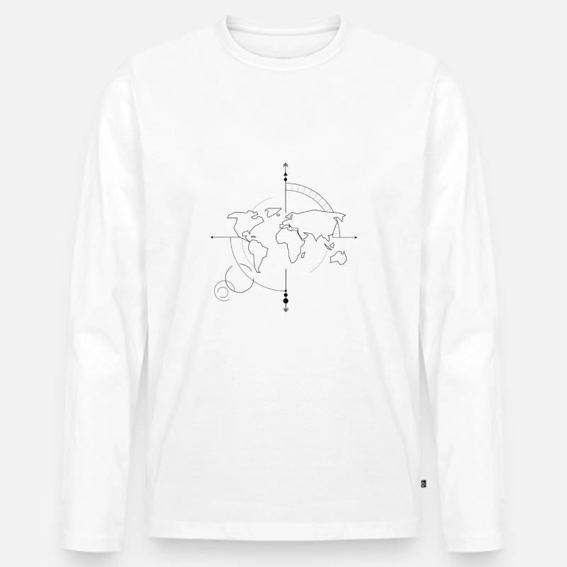 Kompass - Männer Premium Bio Langarmshirt - Weiß