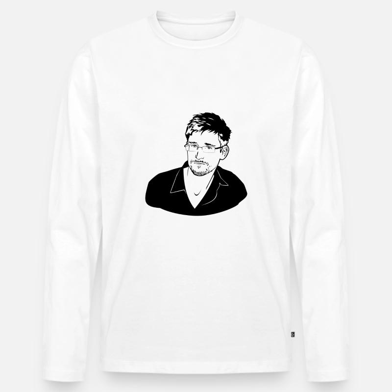 Edward Snowden - Männer Premium Bio Langarmshirt - Weiß