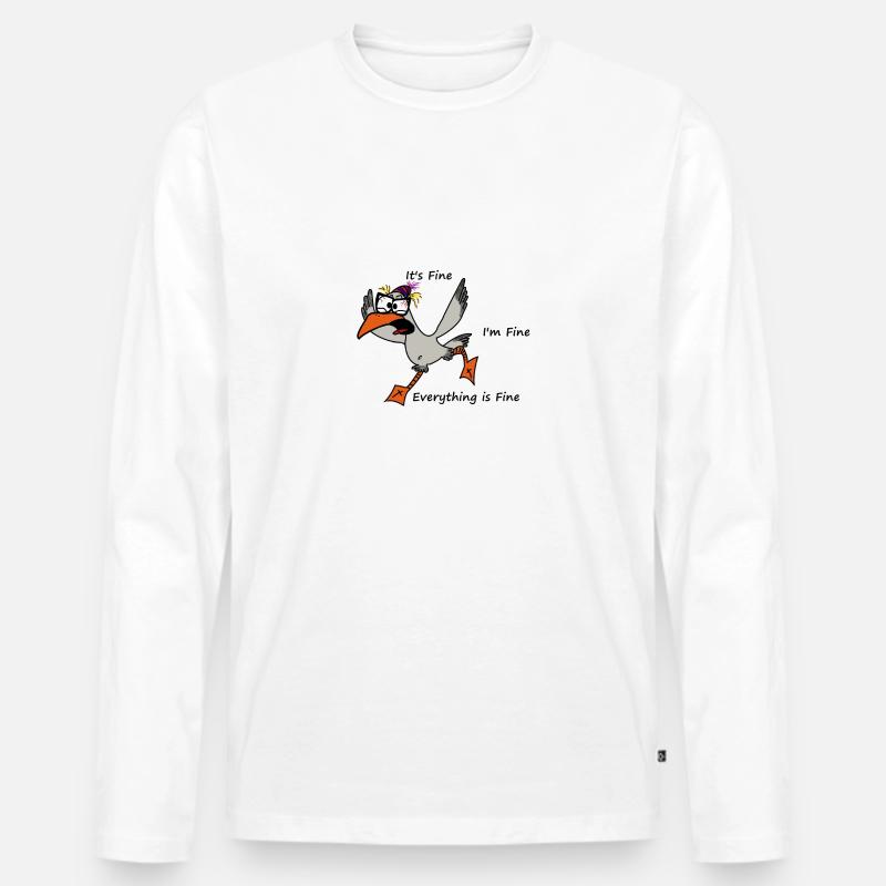 verrückte Möwe - Männer Premium Bio Langarmshirt - Weiß