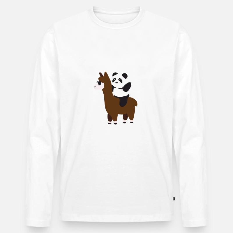 Lama - Männer Premium Bio Langarmshirt - Weiß
