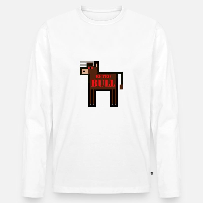 Retro-Stier - Männer Premium Bio Langarmshirt - Weiß