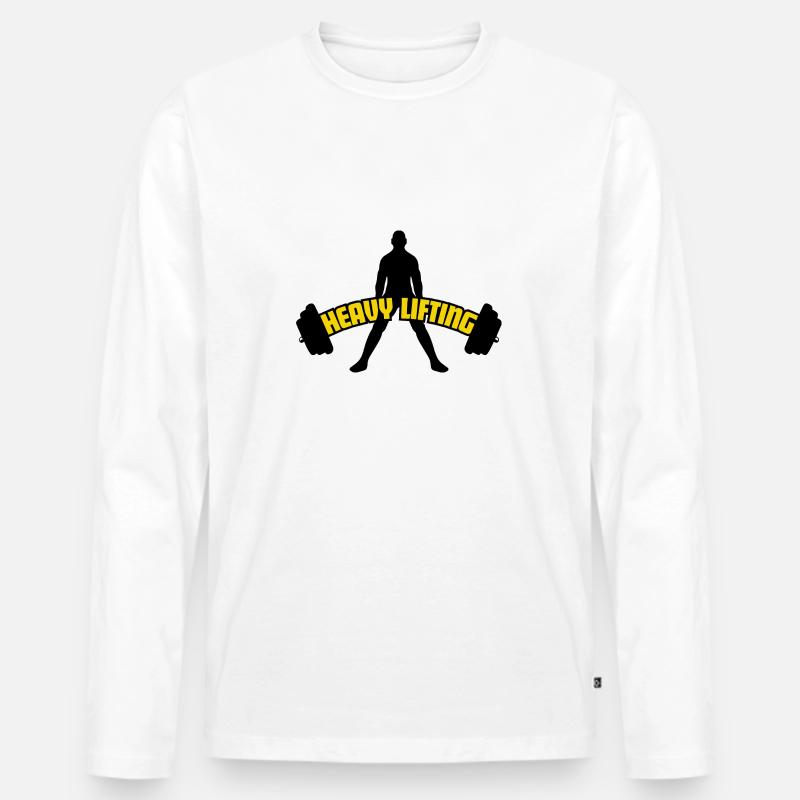 Heavy Lifting - Männer Premium Bio Langarmshirt - Weiß