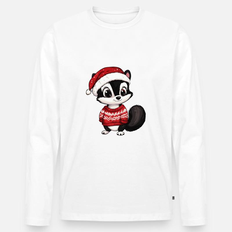 Stinktier Weihnachten Comic - Männer Premium Bio Langarmshirt - Weiß