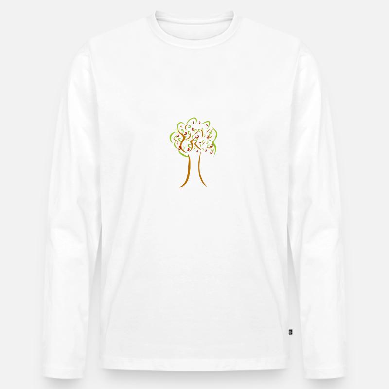 Baum - Männer Premium Bio Langarmshirt - Weiß