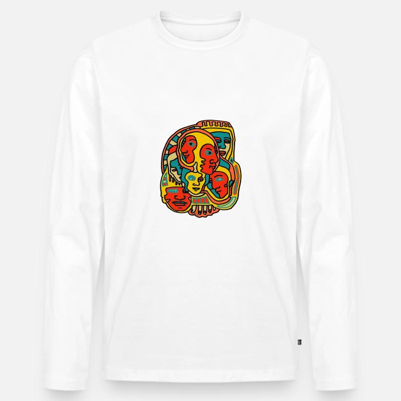 Faces - Männer Premium Bio Langarmshirt - Weiß