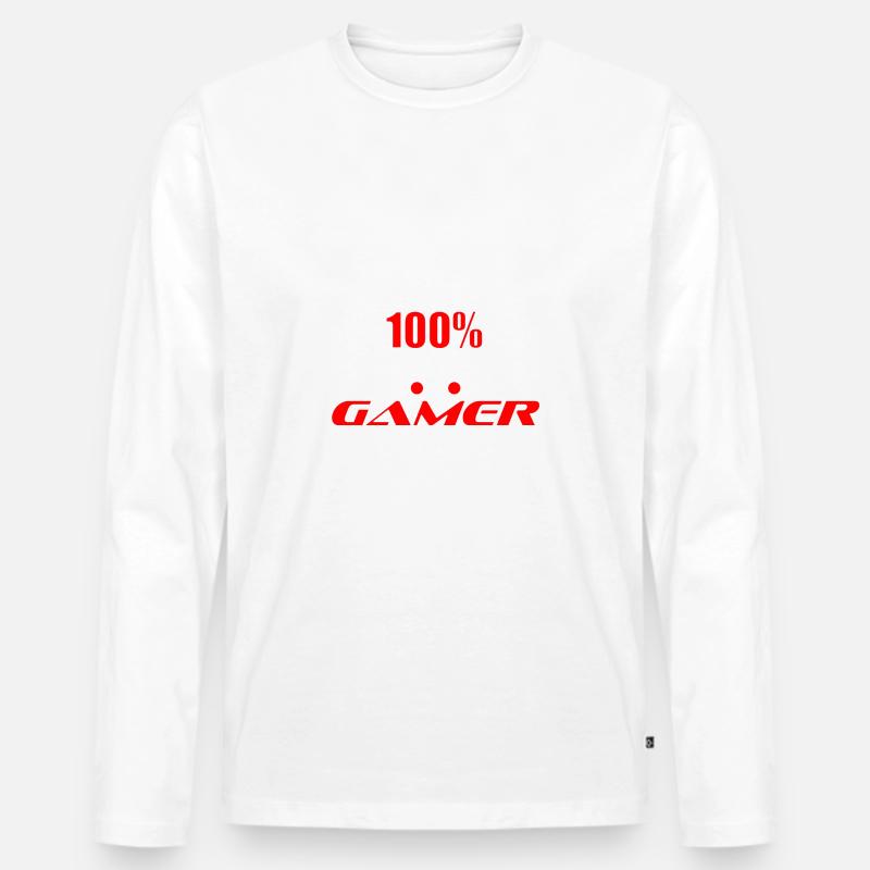 100% Gamer - Männer Premium Bio Langarmshirt - Weiß