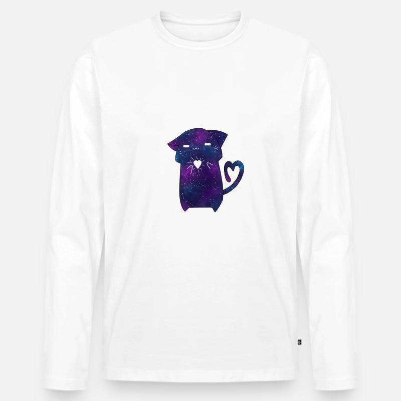 Galaxy Katze - Männer Premium Bio Langarmshirt - Weiß