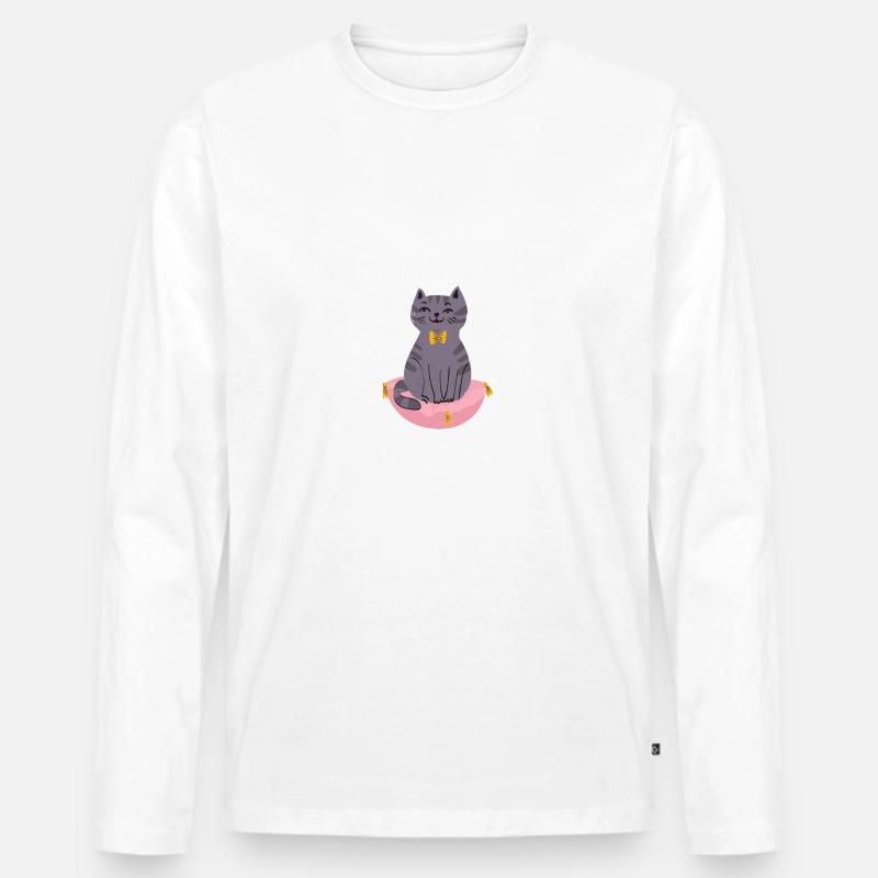 Lustige Katze - Männer Premium Bio Langarmshirt - Weiß