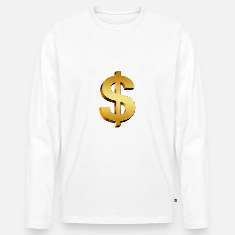 Dollarzeichen - Männer Premium Bio Langarmshirt - Weiß