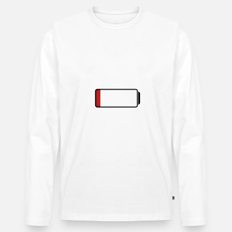 Battery (low / empty - 10%) - Männer Premium Bio Langarmshirt - Weiß