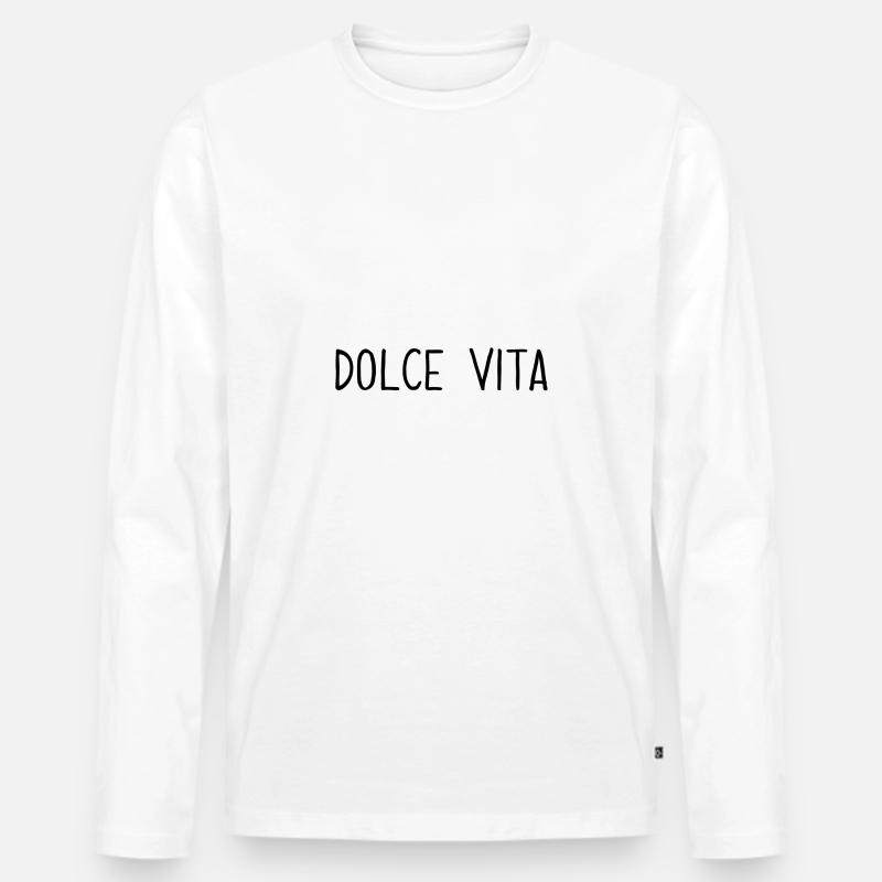 Spruch "Dolce Vita" - Männer Premium Bio Langarmshirt - Weiß